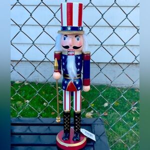 NWT 15” Rare Patriotic Uncle Sam Wood Nutcracker
